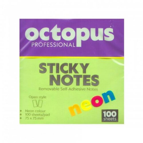 Octopus Samolepljivi blokčići 75x75 neon zeleni UNL-2044 100lista Cene