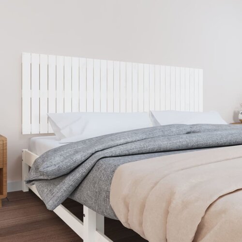 VidaXL Stensko posteljno vzglavje belo 185x3x60 cm trdna borovina Slike