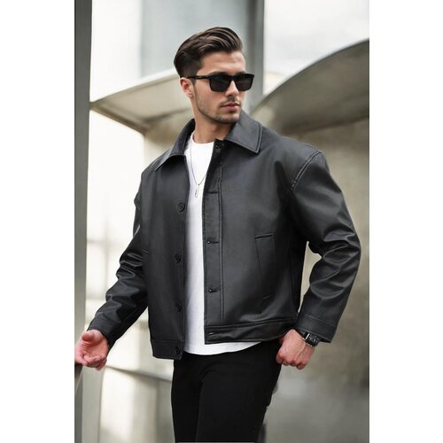 Dewberry 89933 Oversize Mens PU Jacket-BLACK Slike