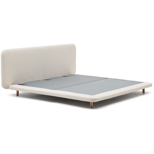 Kave Home Bež oblazinjena zakonska postelja 160x200 cm Odum &amp;ndash; Slike