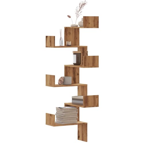 VidaXL Kutna zidna polica boja artisian hrast 45x45x147 cm drvena Slike