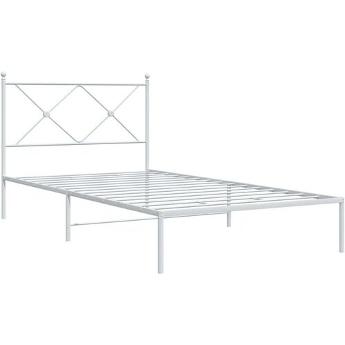 vidaXL Kovinski posteljni okvir z vzglavjem bel 107x203 cm, (21152044) Cene