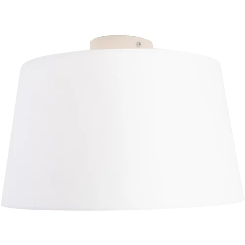 QAZQA Stropna svetilka s platnenim odtenkom bela 35 cm - kombinirana bela