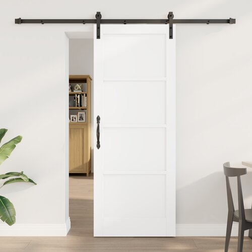 vidaXL Drsna vrata s setom za opremo Bela 78x202 cm Masivno leseno bor Cene