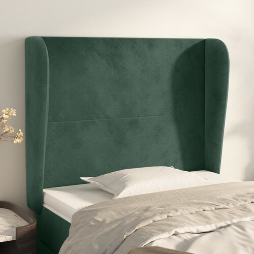vidaXL Vzglavje z ušesi temno zeleno 93x23x118/128 cm žamet Cene