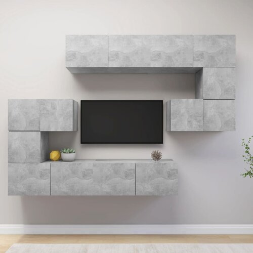 The Living Store Komplet TV omaric 8-delni betonsko siv inženirski les - Komplet TV Omaric, (21373942) Slike