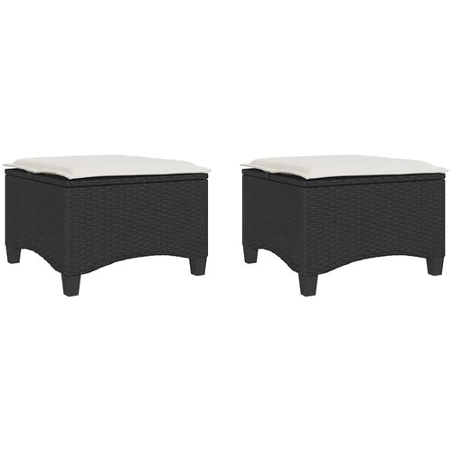  Vrtne stolice s jastucima 2 kom. Crne 55x55x36 cm Poli ratan Slike