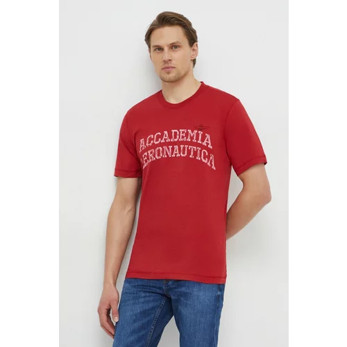 Aeronautica Militare Bombažna kratka majica moški, rdeča barva
