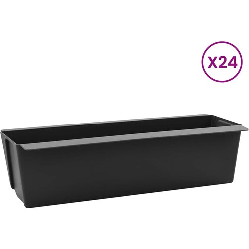  Kutije za cvijeće za Euro palete 24 pcs Crna 36 x 13,5 x 9,5 cm Slike