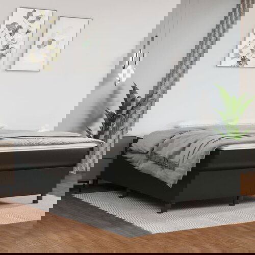 VidaXL Krevet s oprugama i madracem crni 140 x 200 cm od umjetne kože Slike