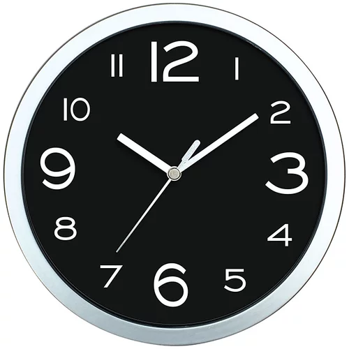Okrugli zidni sat Basic (Crne boje, Promjer: 20 cm)