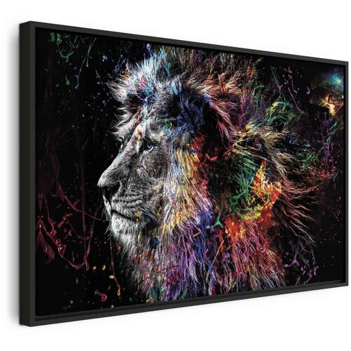  Slika - Crazy Lion (1 Part) Wide 60x40 U crnom drvenom okviru Cene