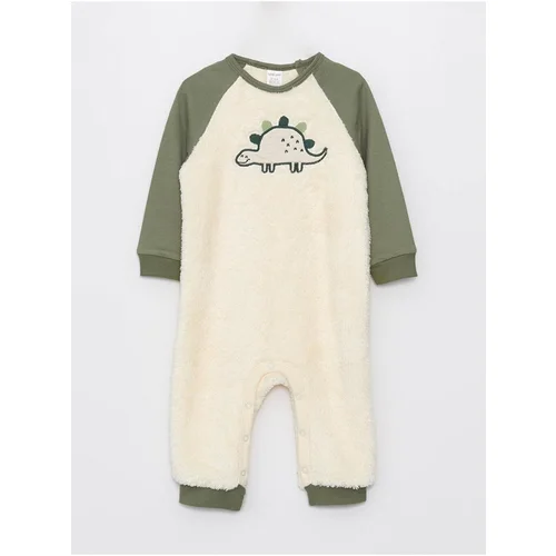 LC Waikiki LCW baby Crew Neck Long Sleeve Embroidery Detailed Plush Baby Boy Rompers