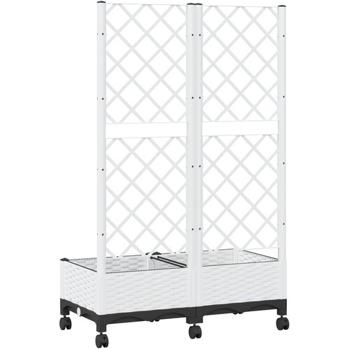  Vrtni saksija s re&amp;scaron;etkom i kotačima Bijela 80 x 40 x 131,5 cm Slike