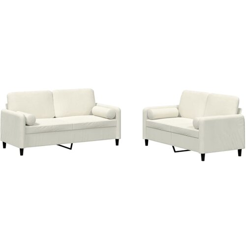 vidaXL 2-dijelni set sofa s jastucima krem baršunasti Cijene