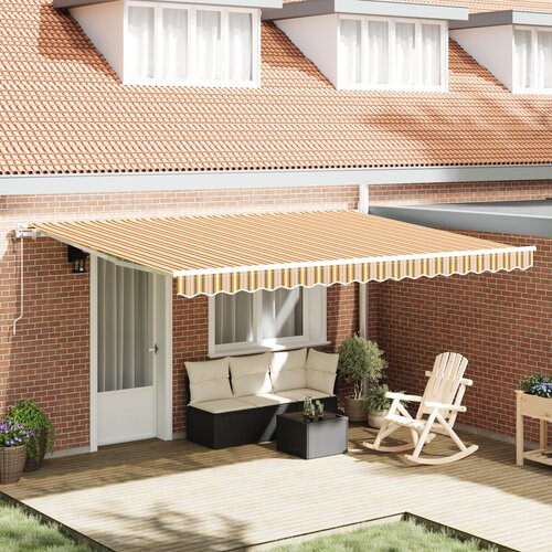 vidaXL Samodejna Retraktibilna Tenda Črno-Rumena 450x300 cm Cene