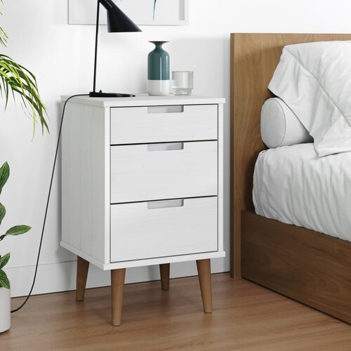 vidaXL Nočna omarica bela 40x35x65 cm trdna borovina Cene