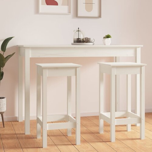 vidaXL Barski stol 2 kosa bele barve 40x40x78 cm trdna borovina Cene