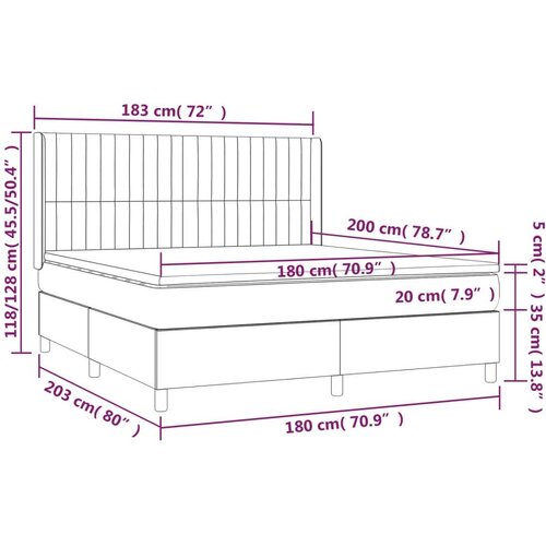  Box spring s madracem LED smeđesivi 180x200 cm tkanina Slike
