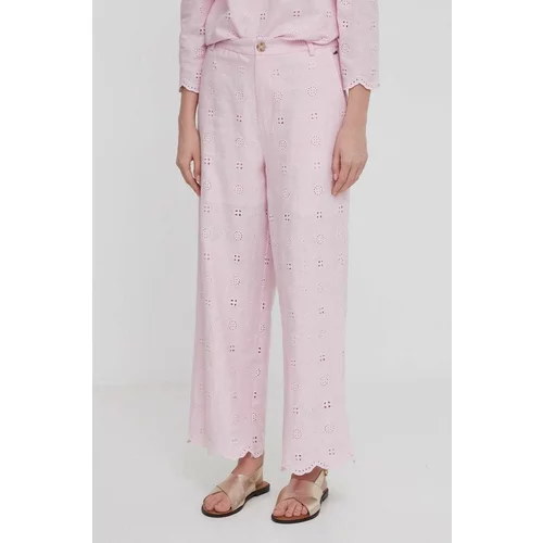 PepeJeans Lanene hlače roza barva