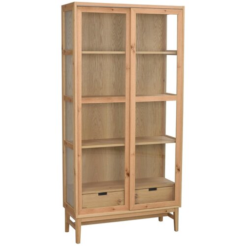 Rowico Vitrina v hrastovem dekorju z drsnimi vrati v naravni barvi 100x203 cm Hazelton &amp;ndash; Slike