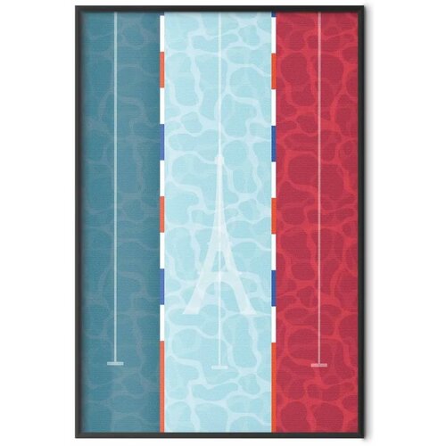  Plakat - Illustration of a Pool Against the French Flag 29.7x42 Crni okvir Slike