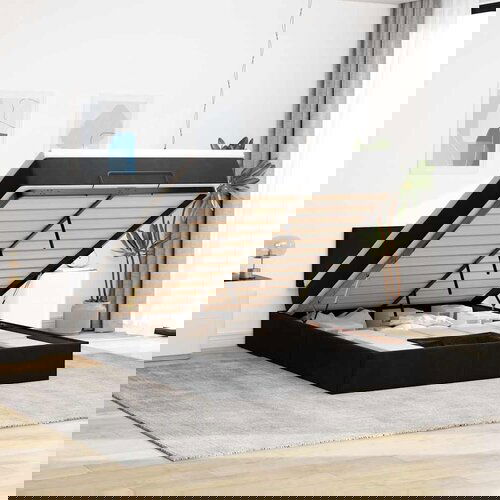 vidaXL Otomanski krevet s madracem&LED crni 140x190 cm baršunasti Cene