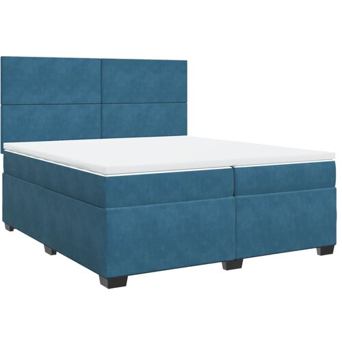 VidaXL Box spring postelja z vzmetnico modra 200x200 cm žamet, (21306785) Slike
