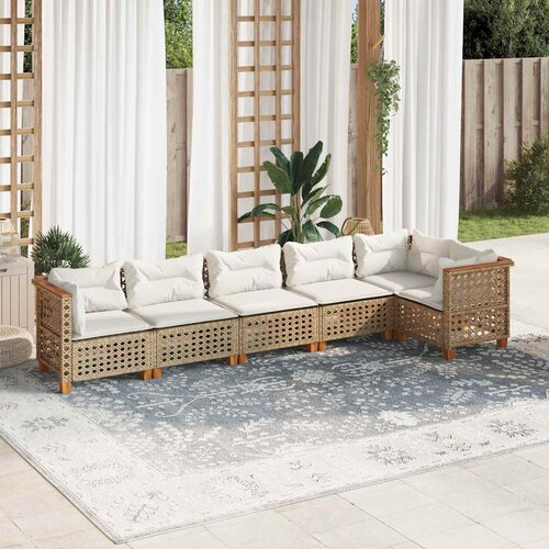  6-dijelni set vrtnih sofa s jastucima bež od poliratana 317.5 x 127 x 69 cm Cene