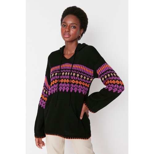 Trendyol Black Hooded Knitwear Sweater Slike