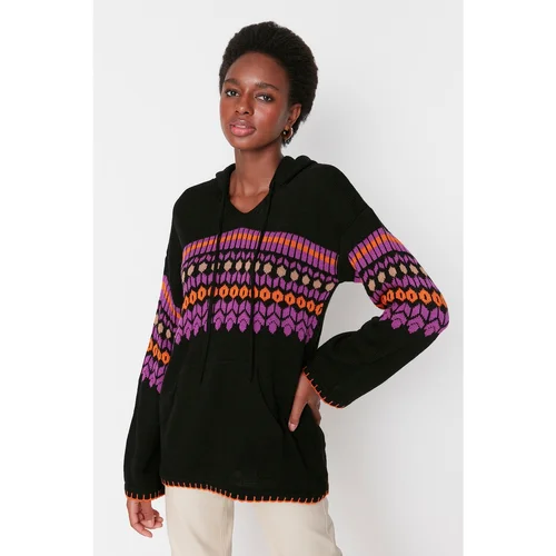 Trendyol Black Hooded Knitwear Sweater