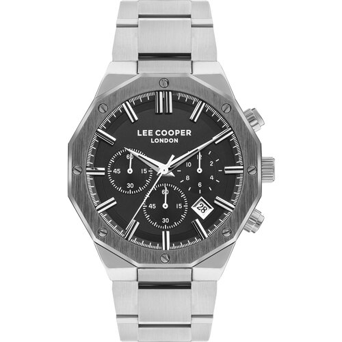 Lee Cooper Muški ručni sat, Kvarcni mehanizam, 44mm, Crno kućište, Srebrne boje, LC07807.350 Cene