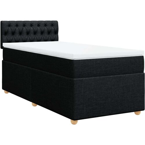 VidaXL Krevet s oprugama i madracem crni 100 x 200 cm od tkanine Slike
