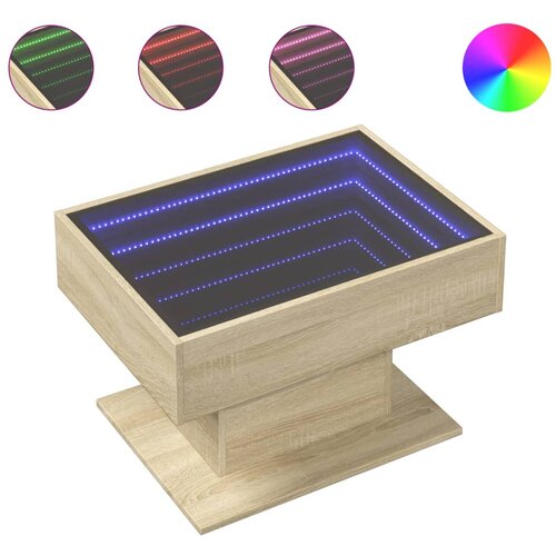 Maison Chic Klubska mizica - kavna mizica - Nizka mizica LED sonoma hrast 70x50x45 cm inženirski les, (21755089) Slike