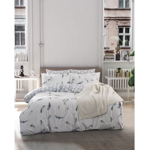 Colourful Cotton paradise whitedark bluegreen ranforce single quilt cover set (de) Slike