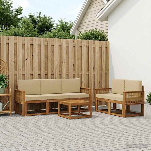  Set vanjskih sofa s jastukom 6 pcs Prirodna i bež Poliester Cijene