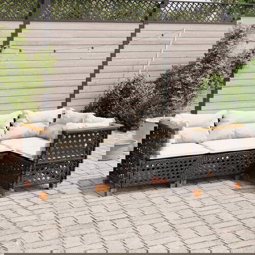 vidaXL 4-dijelni set vrtnih sofa od poliratana s jastucima crni Cijene