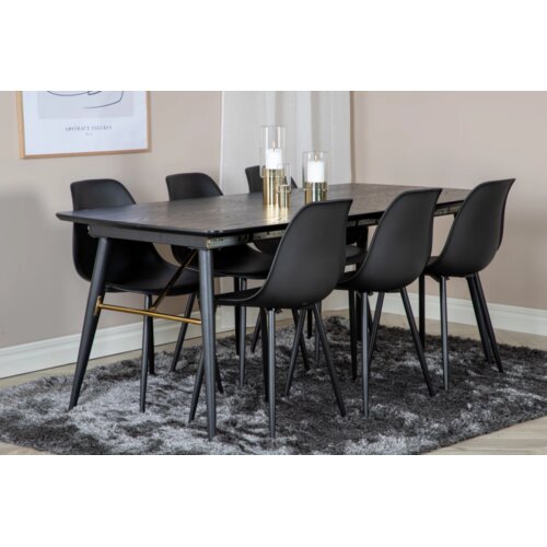 Venture Home Gold rastezljivi pravokutni blagovaonski stol 180 &times; 85 cm, crni Cijene