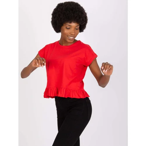 Fashion Hunters Red women's t-shirt with ruffles Hierro