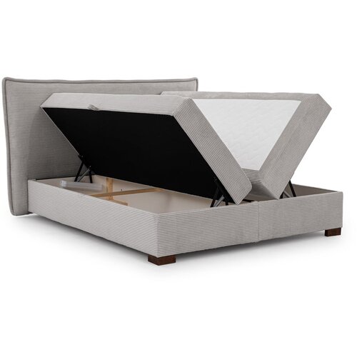 Ropez Svetlo siva boxspring postelja s prostorom za shranjevanje 160x200 cm Lysa &amp;ndash; Slike