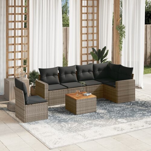  7-dijelni set vrtnih sofa sivi od poliratana Slike