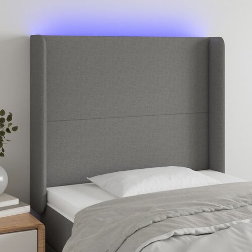 vidaXL LED posteljno vzglavje temno sivo 93x16x118/128 cm blago Cene