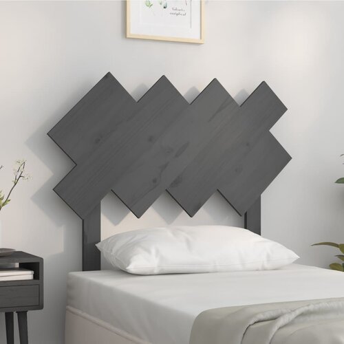 VidaXL Posteljno vzglavje sivo 92x3x81 cm trdna borovina Slike