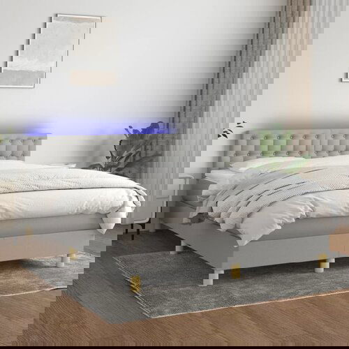 The Living Store Box spring postelja z vzmetnico LED sv. siva 140x200 cm blago - Box Spring Postelja, (21515882) Slike