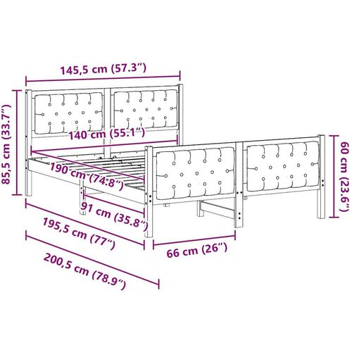  Okvir za krevet s uzglavljem Crna 140 x 190 cm tkanina Slike