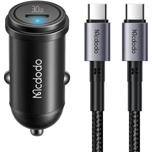 McDodo HITRI AVTOMOBILSKI POLNILEC ZA TELEFON USB-C LED + USB-C KABEL 1M, (22007688) Cene