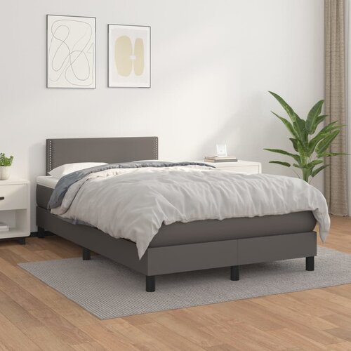 The Living Store Box spring postelja z vzmetnico siv 120x200 cm umetno usnje - Box Spring Postelja, (21518292) Cene