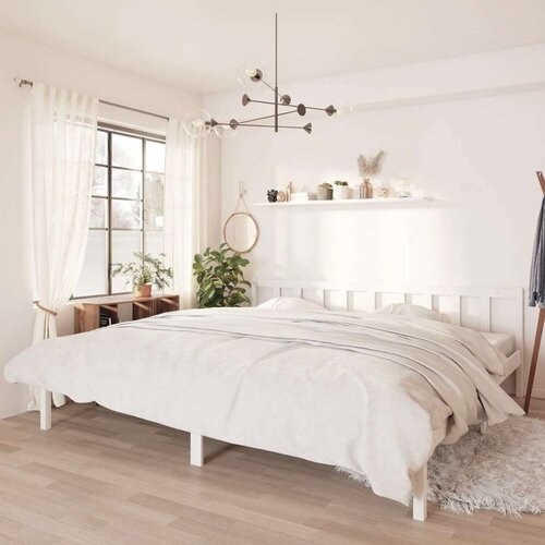 VidaXL Okvir za krevet od masivne borovine bijeli 200 x 200 cm Slike