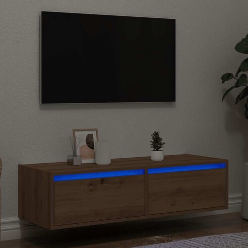 TV ormarić s LED svjetlima boja artisan hrasta 100X35,5x25 cm Slike