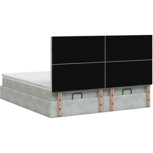  Krevet od pjene s madracem i LED-om Svjetlosiva 180 x 200 cm - Svjetlosiva 180 x 200 cm Dizajn s rombovima Slike